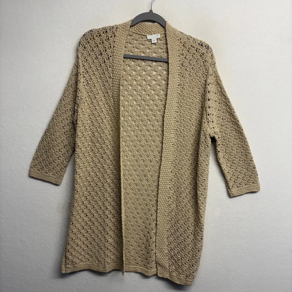 J Jill Knit Cotton‎ Short Sleeve Open Cardigan Sweater Tunic S